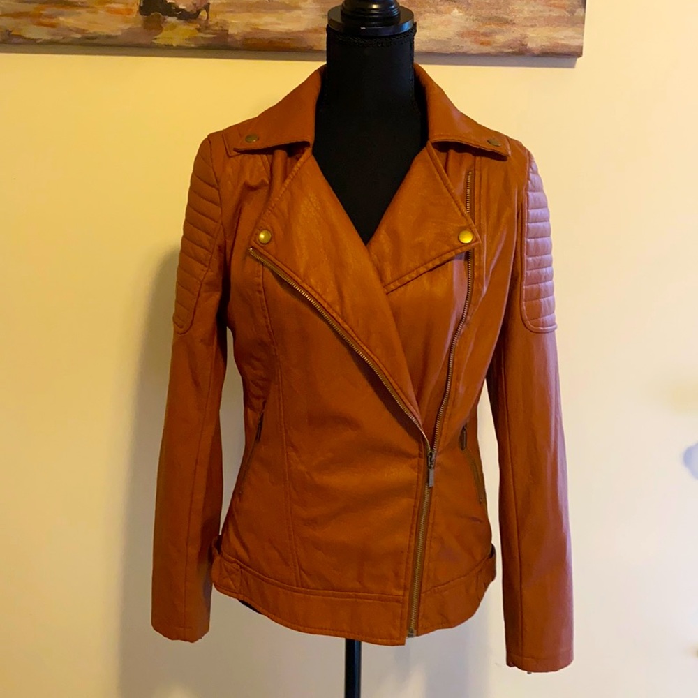 Biker style faux leather jacket
